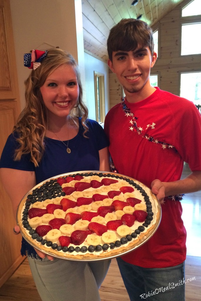 Neal and Alexis with Pizza